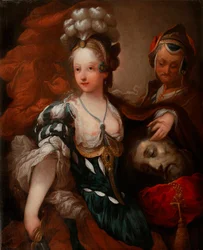 Judita s hlavou Holoferna (Judith s hlavou Holoferna) - Malba Alexise Grimou (1678-1733), olej na plátně, polovina 18. století (88x72 cm) - Muzeum paláce Wilanow, Varšava (Polsko)