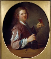 Portrét umělce v pijákovi Obraz Jean Alexis Grimou (1680-1740) 1724 Sun. 1x0,85m