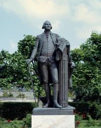Portrét George Washingtona (1732-1799) Socha Jeana Antoina Houdona (1741-1828) Blearancourt z 18. století, francouzsko-americké muzeum