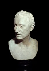 Terakotová busta filozofa Denise Diderota (1713-1784) Socha Jeana Antoina Houdona (1741-1828) 1771 Paříž, Musee du Louvre