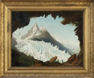 Pohled na Alpy z klenby s názvem Chapeau of the Woods Glacier (olej na plátně)