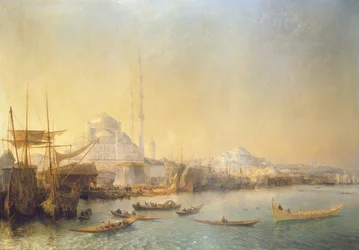 Rozsáhlý pohled na Konstantinopol a Zlatý roh, 1840