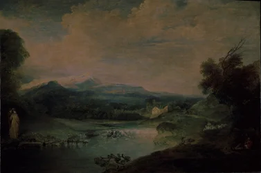 Krajina s vodopádem, cca 1714