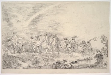 Rekruti se připojí k pluku, ca. 1715-16.