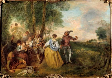 Pastýři. Obraz Jean Antoine Watteau (1684-1721)