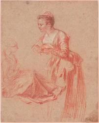 Dvě figurální studie mladé ženy, c. 1716