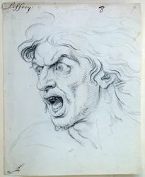 Vyjádření vášní duše; Strašný. Kresba Jean Audran (1667-1756)