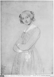 Louise de Broglie, hraběnka z Haussonville, 1842 (grafit a bílé odlesky na papíře)