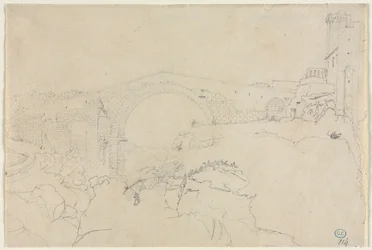 Ponte dellAbbadia ve Vulci, první polovina 19. století.