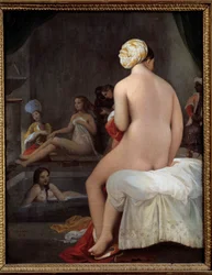 Malá koupající se. Interiér harému. Obraz Jean-Auguste-Dominique Ingrese (1780-1867). 1828. 0,35 x 0,27 m.