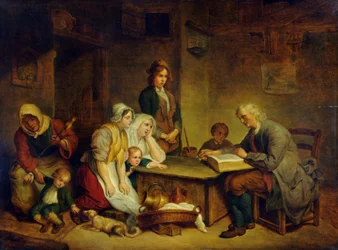 Otec předčítá rodině z Bible