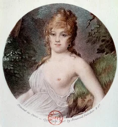 Portrét Madame Tallian, rozené Cabarrusové, princezny z Caraman - Chimay (1773-1835) s názvem Notre Dame de Thermidor Litografie podle Jean-Baptiste Isabey (1767-1855) 1895 Paříž, Musee Carnavalet