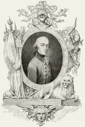 Karel XIV. (1763-1844): král Švédska a Norska a princ Ponte Corvo, vyryto Pannemakerem (rytina)
