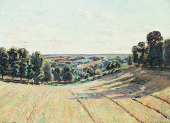 Kopcovitá krajina v La Creuse, kolem roku 1900