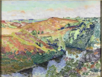 Krajina v Crozantu, kolem roku 1898 (pastel na krémovém papíře)