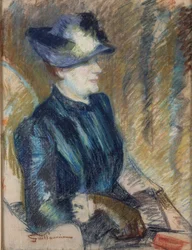 Portrét umělcovy ženy, asi 1889-90 (pastel na papíře na kreslicí desce)