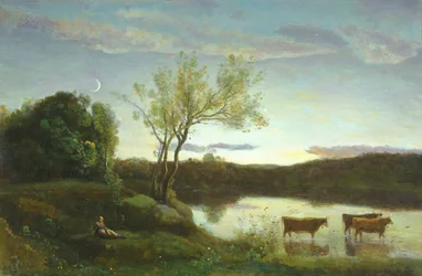 Rybník se třemi krávami a půlměsícem, kolem roku 1850
