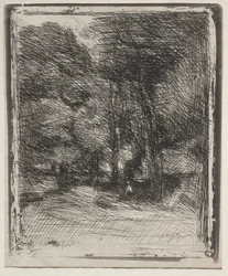Suvenýr z Bas-Bréau, původní otisk 1858, vytištěno v roce 1921.