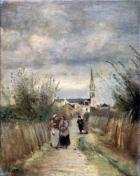 Zvonice v Argenteuil Road to the Church, 70. léta 19. století.