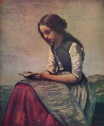 La petite Liseuse ou Jeune bergère assise et lisant, c1855