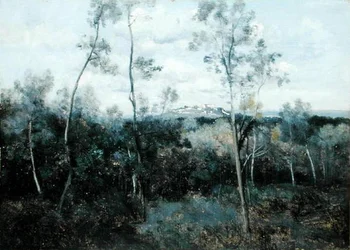 Le Mont Valerian (olej na desce)