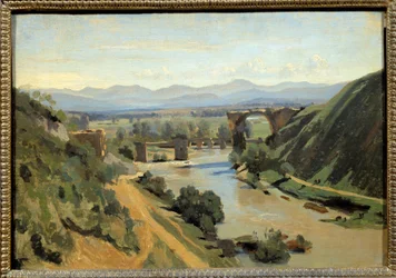 Most Narni u Říma obraz Camille Corot (1796-1875) 1826 Sun. 0,34x0,48 m