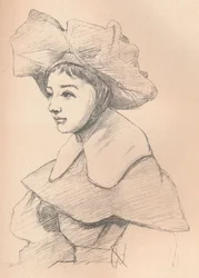Portrét mladé ženy ve velkém klobouku, My Hagar, c1830