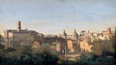 Forum viděné z Farneských zahrad, Řím, 1826