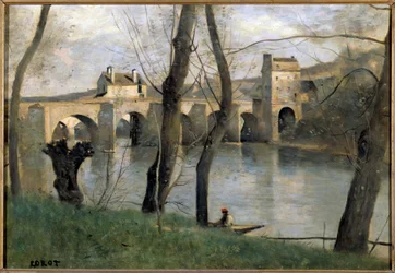 Pohled na most Mantes Obraz Camille Corot (1796-1875) 19. století Sun. 0,38x0,55 m Pařížské musee du Louvre