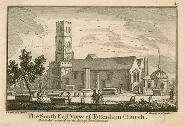 Jihovýchodní pohled na Tottenham Church, Londýn