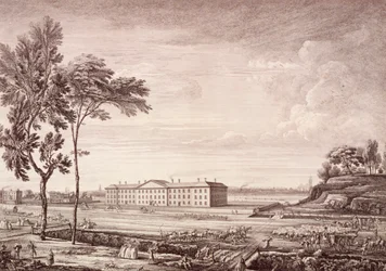 Pohled na londýnskou nemocnici na Whitechapel Road, 1753