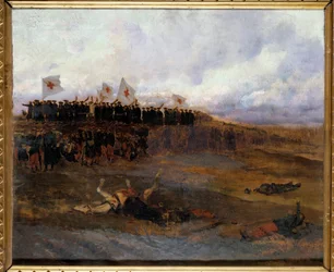Obléhání Paříže 1870: „“bratři škol křesťanské nauky míří na bojiště““ Obraz Edouarda Detaillea (1848-1912) 1872 Ne. 0,53 x 0,65 m