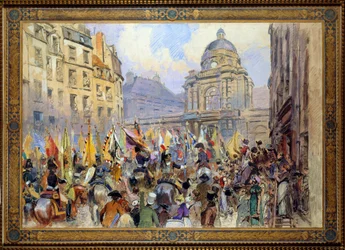 Vzdání se Senátu Trophees po bitvě u Ulmu a Slavkova v roce 1806 Esquisse akvarel od Edouarda Detaillea (1848-1912)