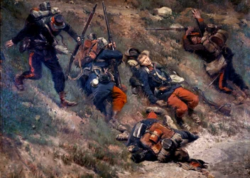 Válka roku 1870: „“ Bitva u Champigny, 30/11/1870““ Malba Edouarda Detaillea