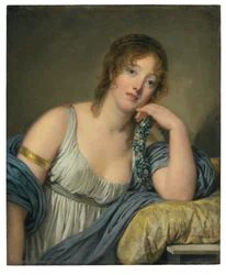 Portrét Jeanne Philiberte Ledoux (1767–1840), poloviční délka (olej na panelu)