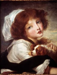 Mladá dívka s malým psem, 18. století, Paříž, Musée Cognacq-Jay