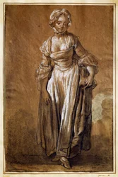 Mladá dívka stojící, kresba Jean-Baptiste Greuze (1725-1805)