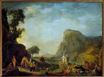 Orientální krajinomalba Jean Baptiste Hilaire (cca 1753-1822) 19. století Sun. 0,65x0,85m