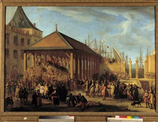 Jean Baptiste (Jean-Baptiste) Colbert (1651-1690) Marquis de Seignelay a Louis Victor (Louis-Victor) de Rochechouart, vévoda z Mortemartu a Vivonne (1636-1688), generál galeres a admirál námořnictva Levanty , na návštěvě Galere Reale “unde
