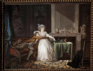 Rozbitý pohár. Obraz Jean Baptiste Mallet (1759-1835)