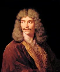 Portrét Jean-Baptiste Pocquelina, dit Moliere. Obraz Jean Baptiste Mauzaisse (1784-1844) podle obrazu Mignarda Pierra (1612-1695).