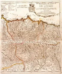 Mapa Asturie (Španělsko) (rytina