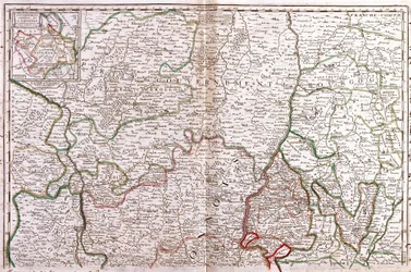 Mapa Burgundska (Francie) (rytina