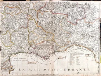 Mapa Dauphine a Provence (Francie) (rytina