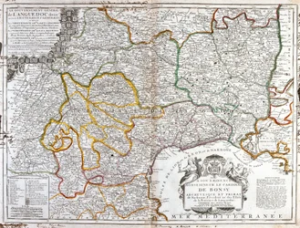Mapa Languedocu (jižní Francie) (rytina