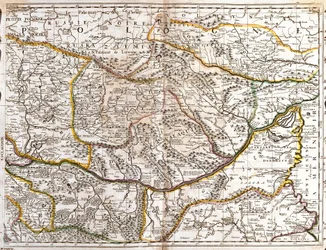 Mapa Moravského Valašska (Česká republika) (rytina