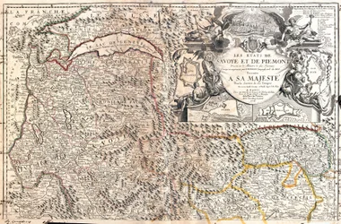 Mapa Savojska a Piemontu (Itálie) (rytina