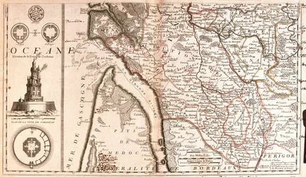 Mapa Akvitánie (Francie) (rytina