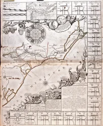 Mapa Canal du Midi s akvadukty (rytina