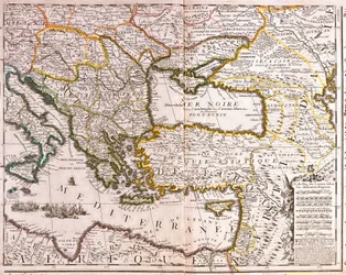 Mapa zemí východního Středomoří a Černého moře, Turecka a provincií Malé Asie